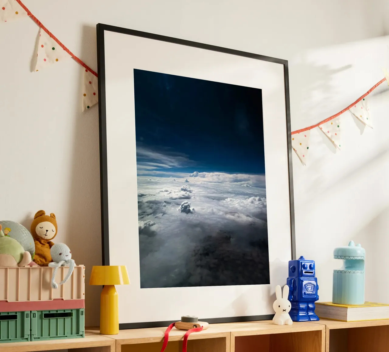 cloudscape aerial poster with plastic frame by space words