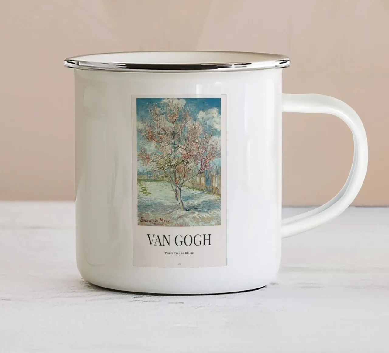 ramo dell'albero a fiori rosa tazza in smalto da cloud shop