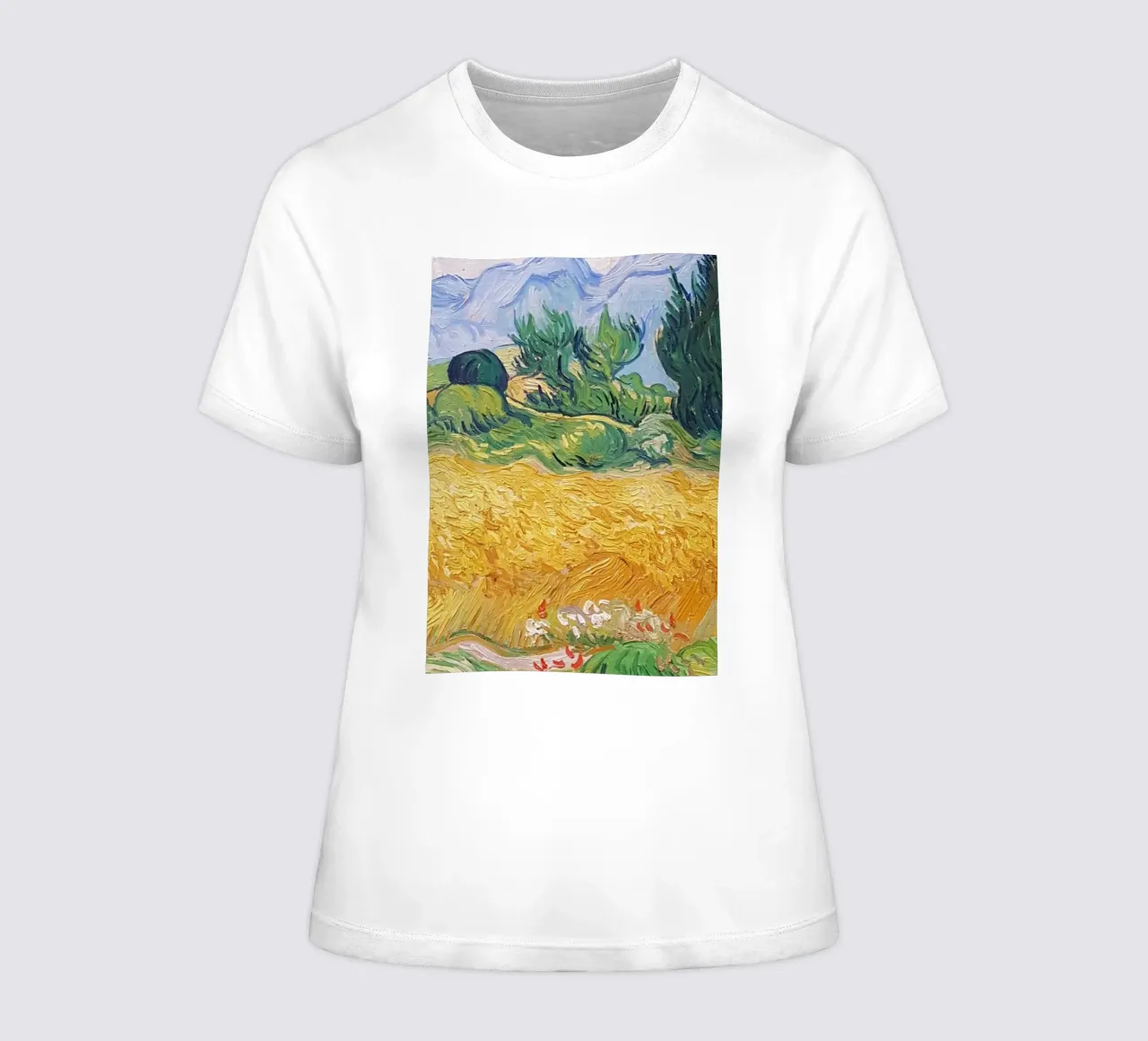 vista naturale dei campi di grano t-shirt da donna da cloud shop