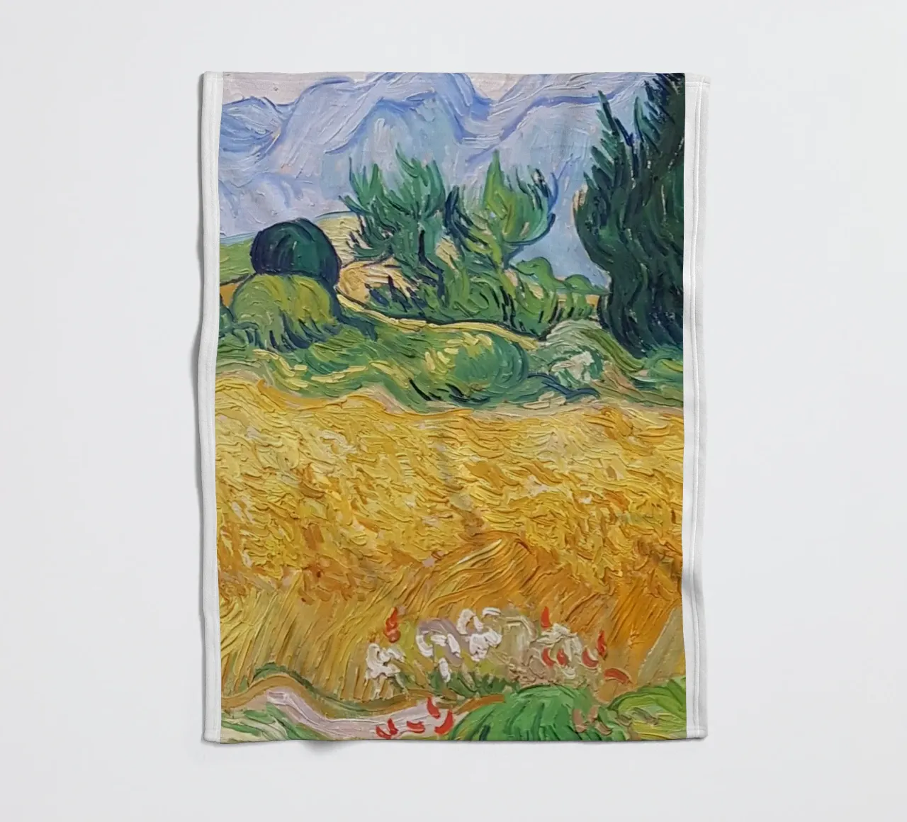 natural view of wheat fields fleece blanket by cloud shop
