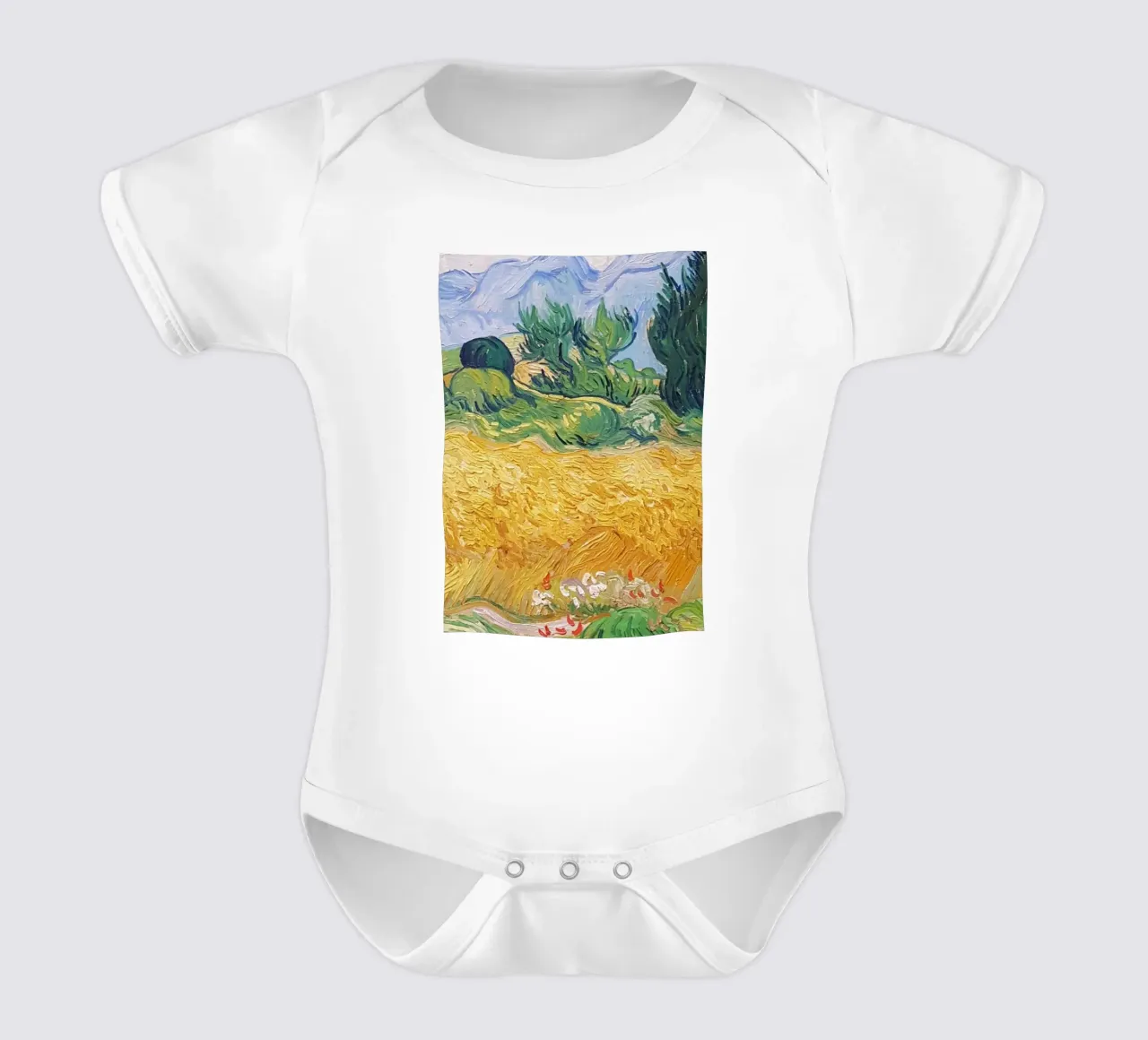 natural view of wheat fields short-sleeve baby romper by cloud shop