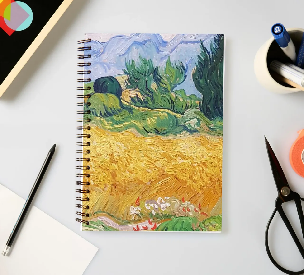 natural view of wheat fields spiral notebook by cloud shop