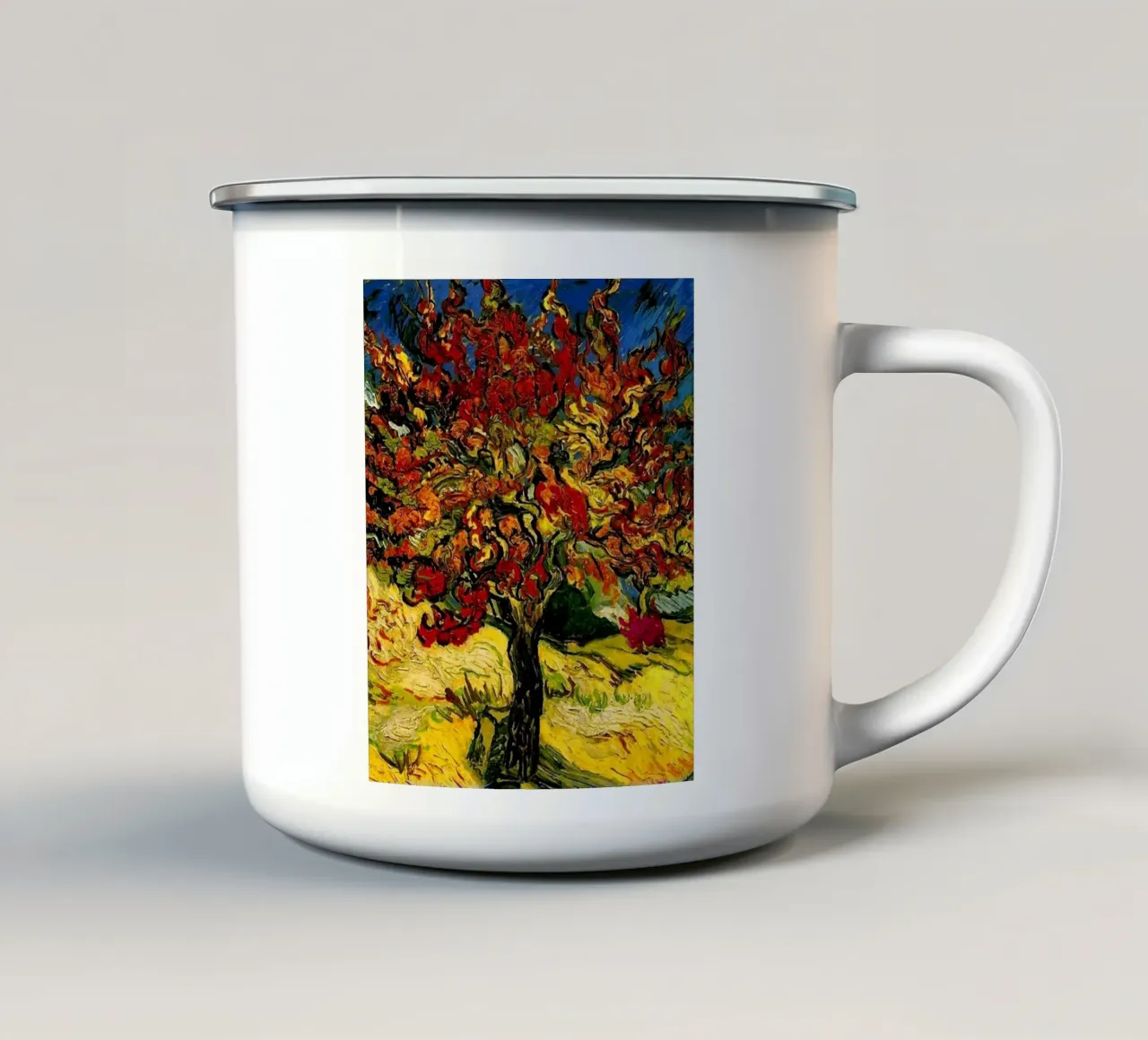 albero del movimento a colori infuocati tazza in smalto da cloud shop