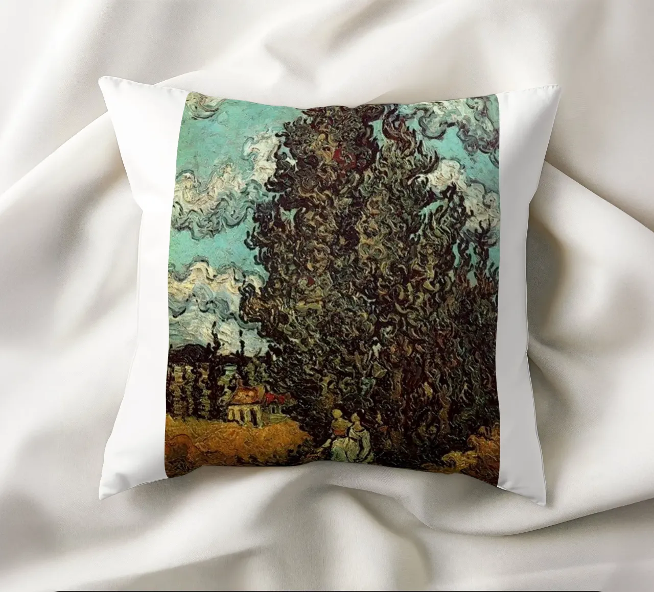 two figures under the fir tree decorative cushion by cloud shop