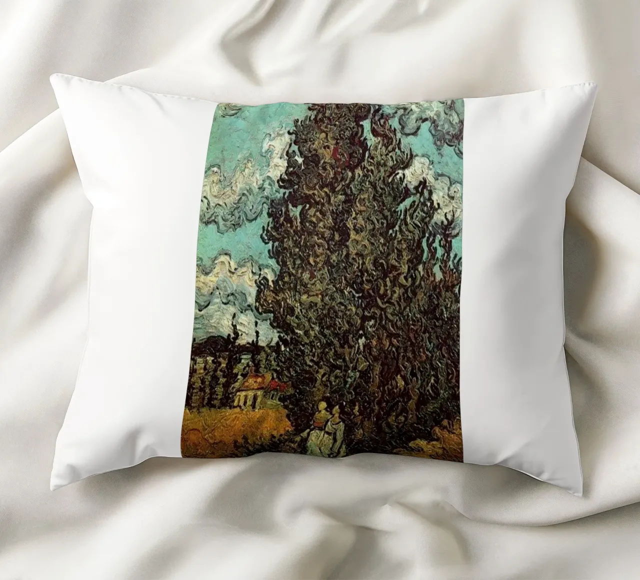 two figures under the fir tree decorative cushion by cloud shop
