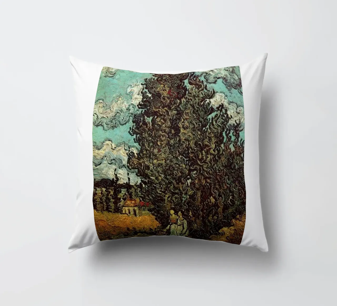 two figures under the fir tree decorative cushion by cloud shop
