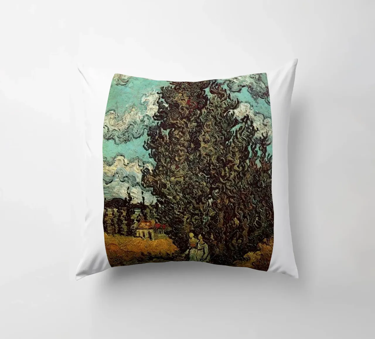two figures under the fir tree decorative cushion by cloud shop