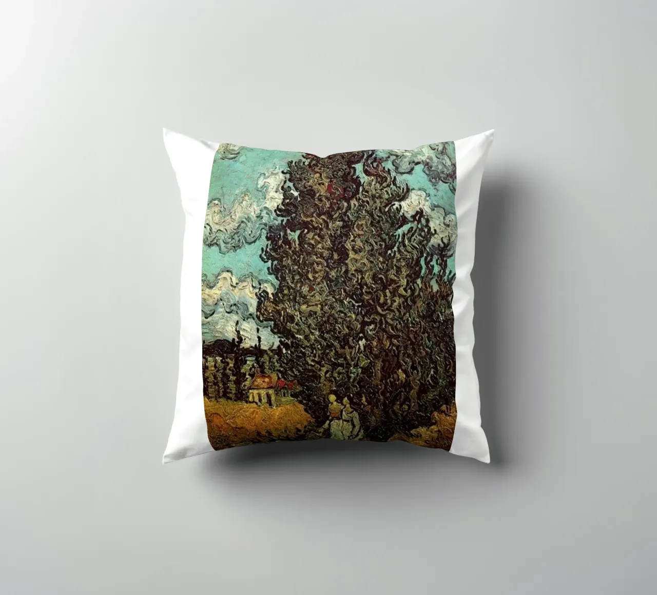 two figures under the fir tree decorative cushion by cloud shop