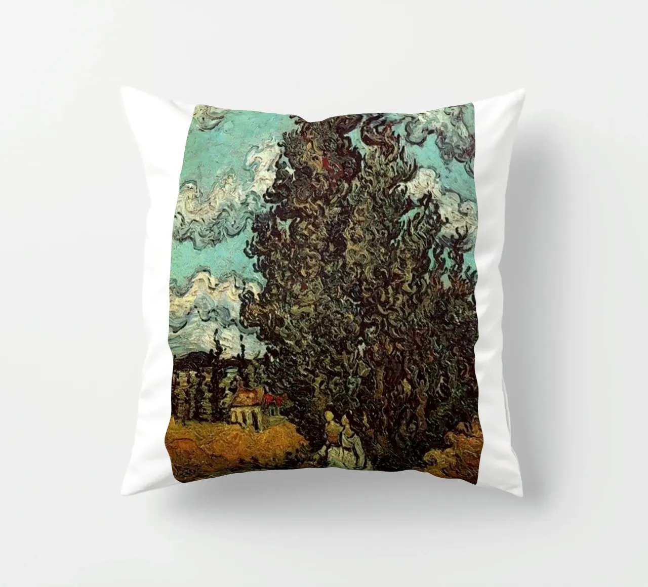 two figures under the fir tree decorative cushion by cloud shop