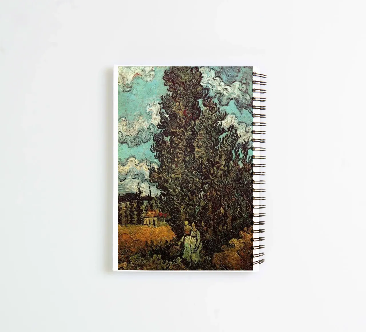 two figures under the fir tree spiral notebook by cloud shop