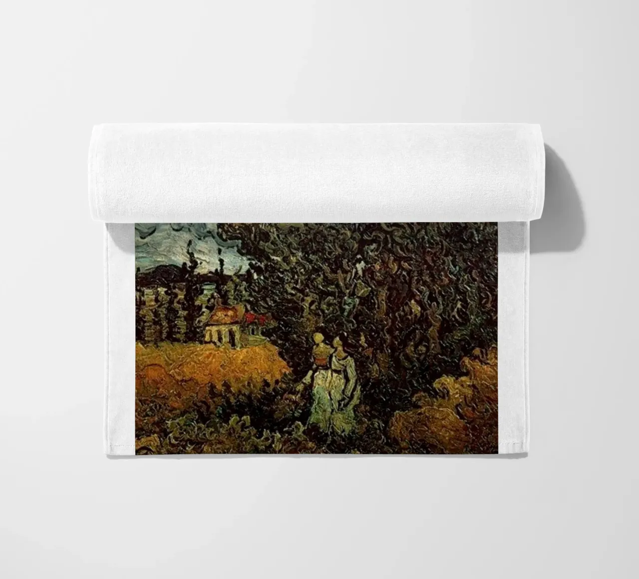 two figures under the fir tree beach towel by cloud shop