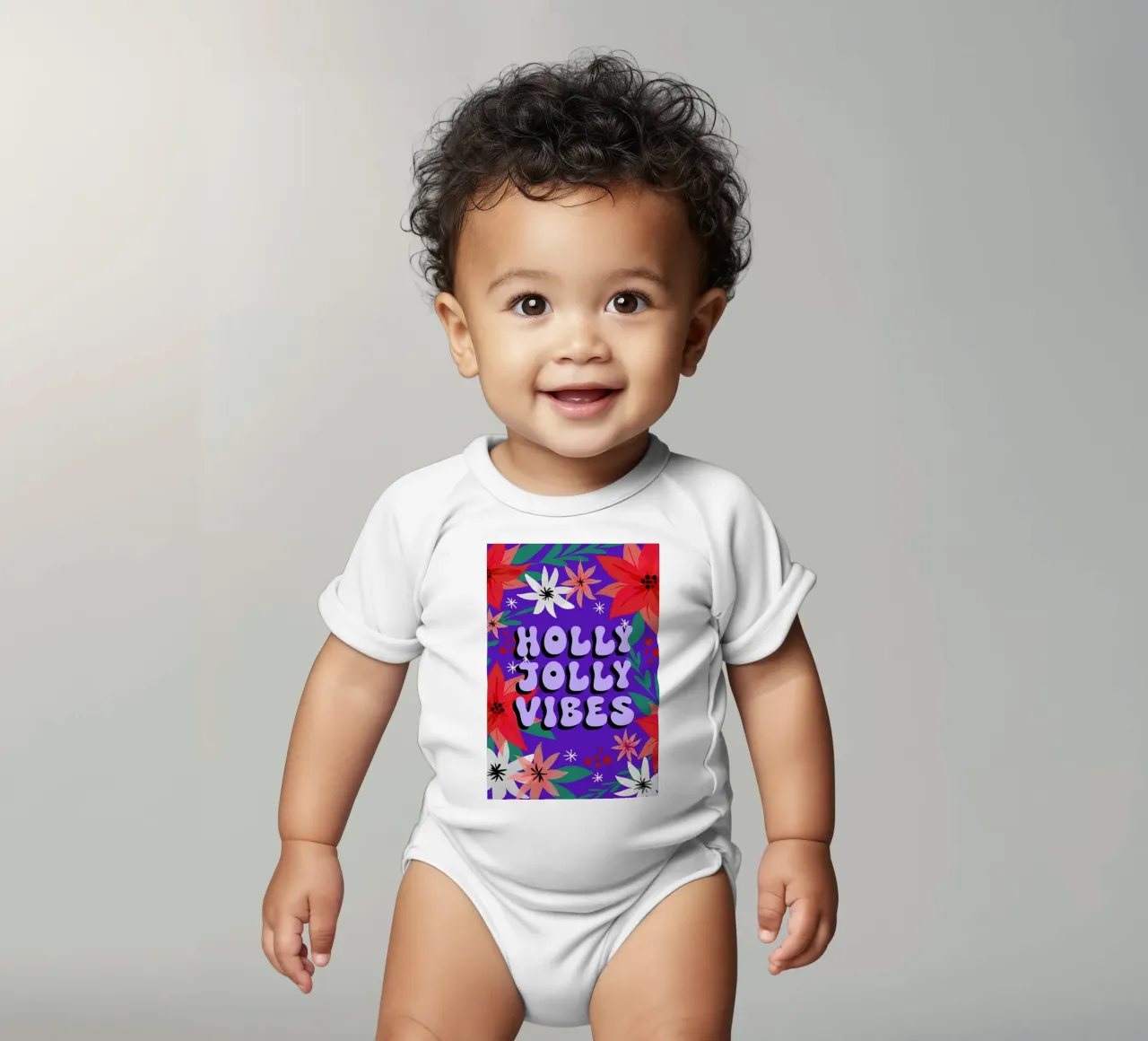 Holly Jolly Vibes body neonato maniche corte da cafelab