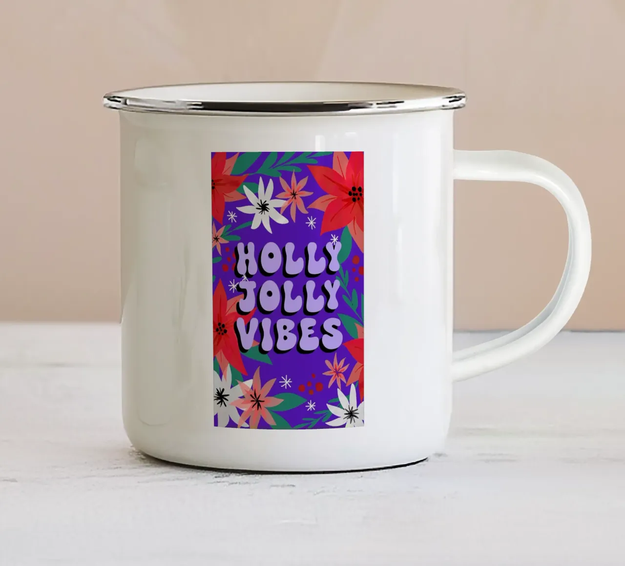 Holly Jolly Vibes tazza in smalto da cafelab