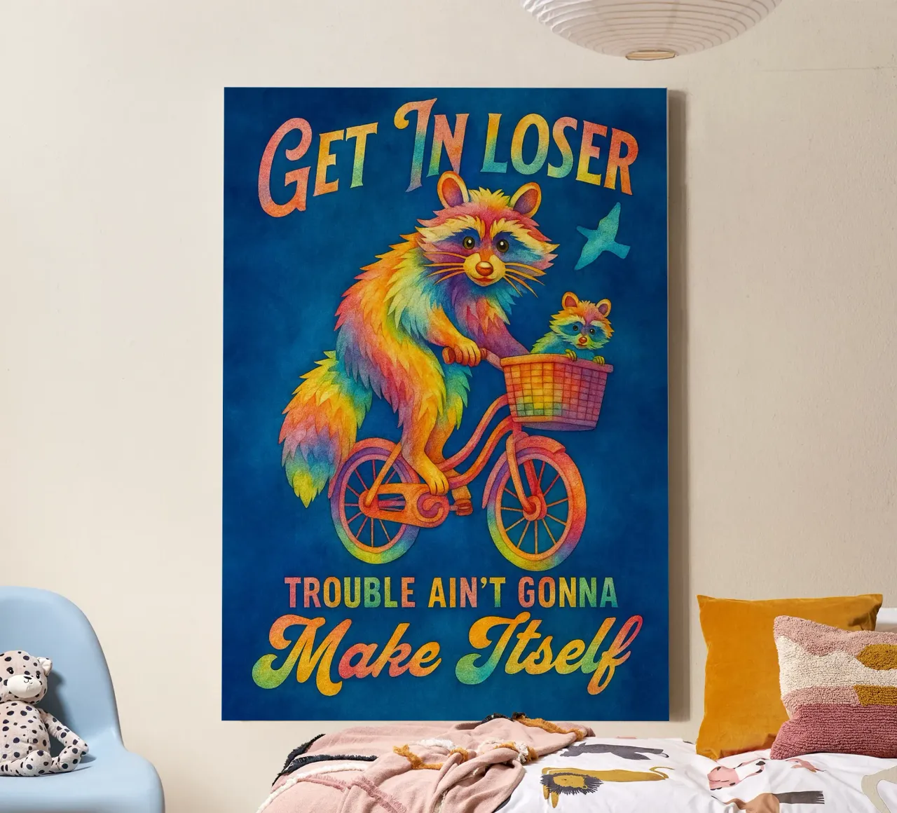 Funny Raccoon Get In Loser Trouble Ain't Gonna Make Itself Leinwand mit Schattenfugenrahmen von onerules