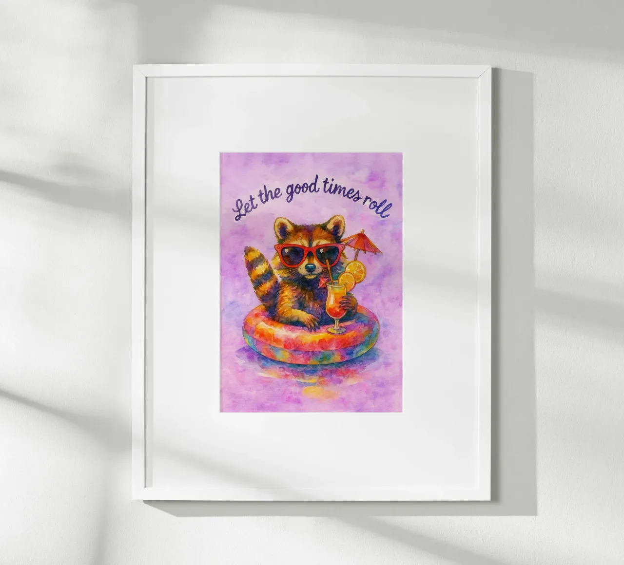 Mapache divertido Let The Good Times Roll poster con marco de madera de onerules