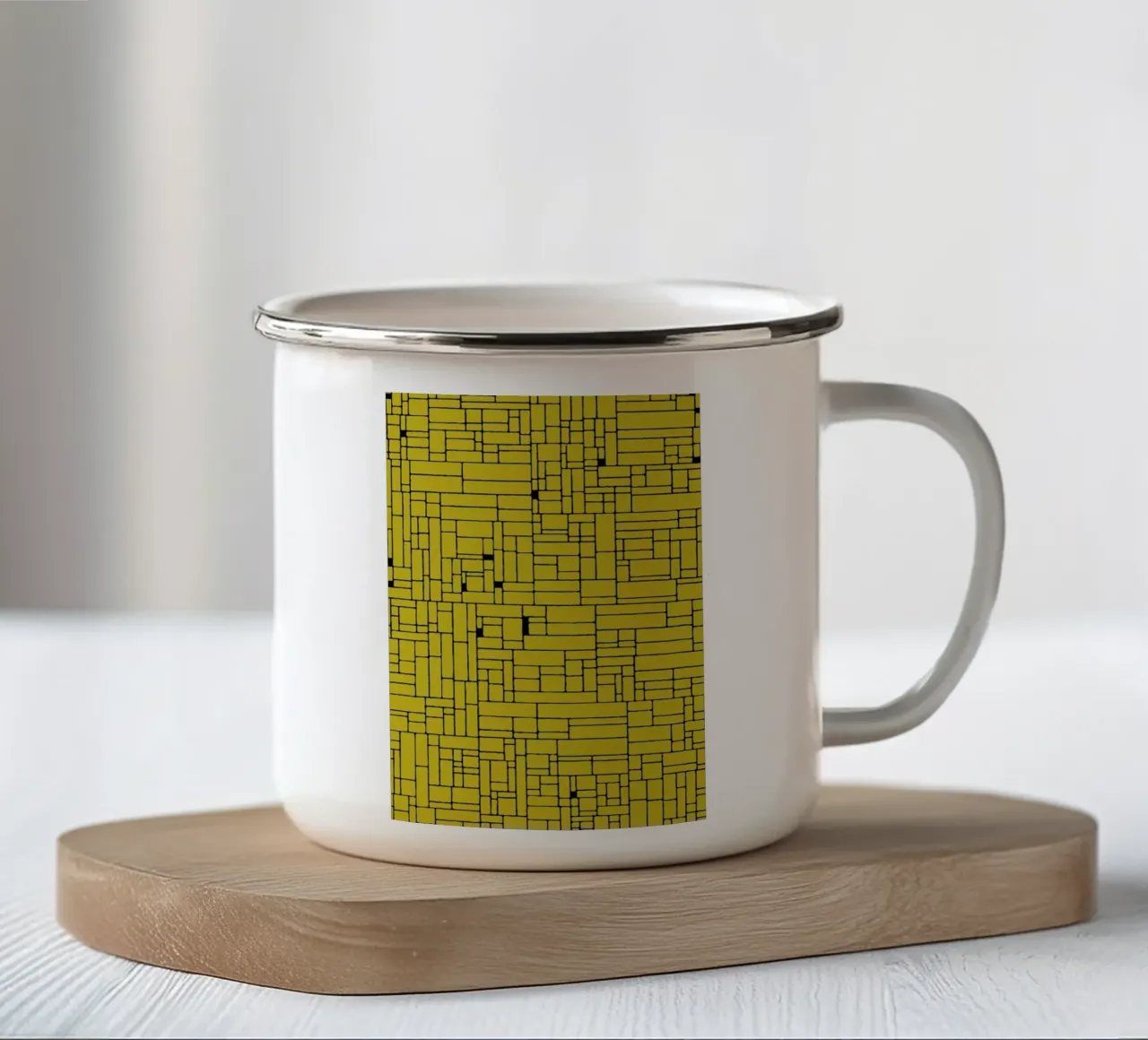 Computer Graphic yellow black tazza in smalto da Hemingway Design