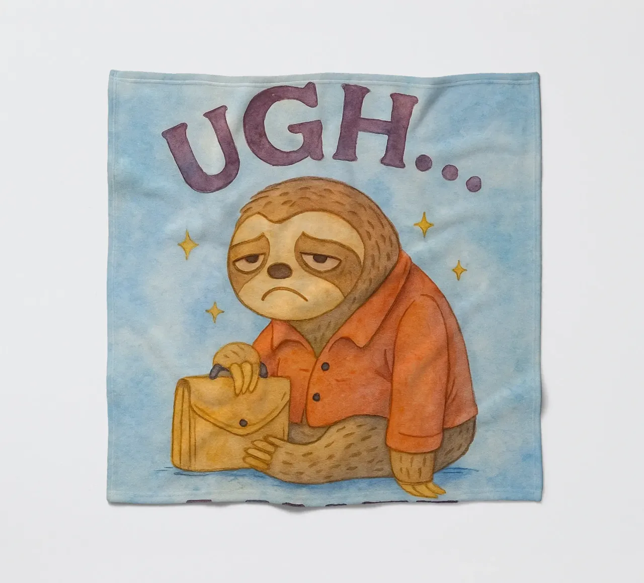 Funny Sloth I Hate Work fleece blanket by onerules