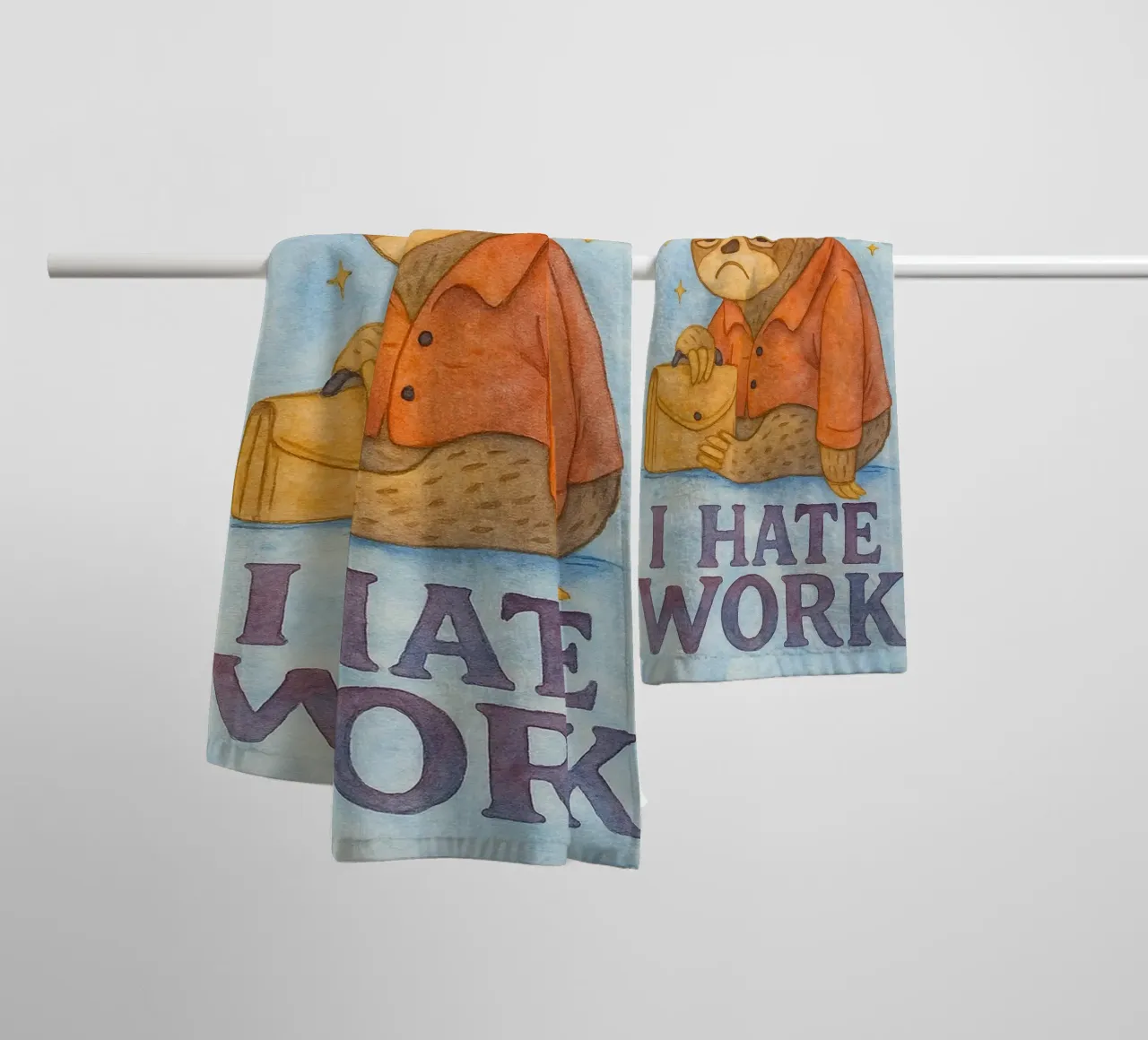 Funny Sloth I Hate Work towel by onerules