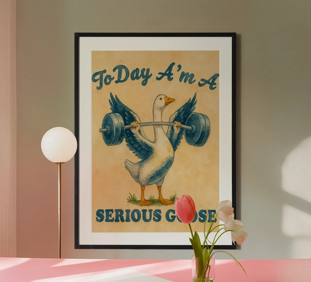 Oggi sono un'oca seria e divertente poster con telaio in alluminio da onerules