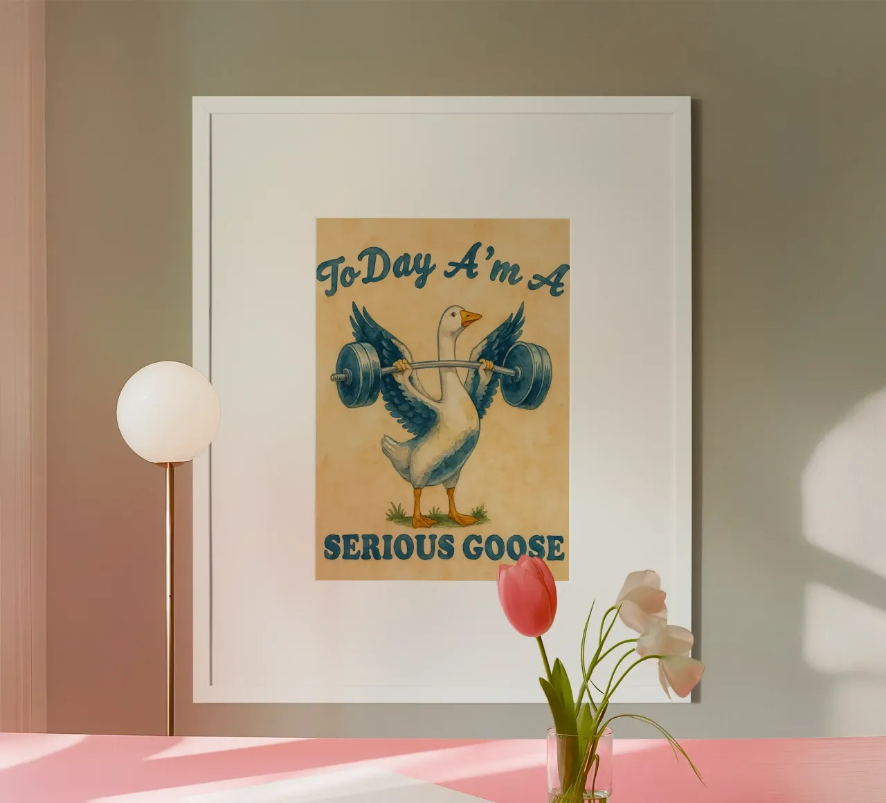 Oggi sono un'oca seria e divertente poster con telaio in alluminio da onerules