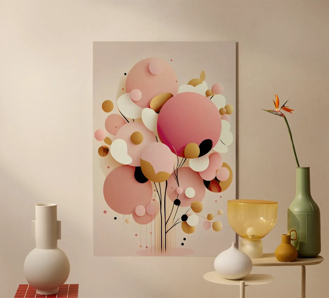 Bubblegum Abstract Minimalistic Aesthetic Floral 1 metacrilato de Tameo