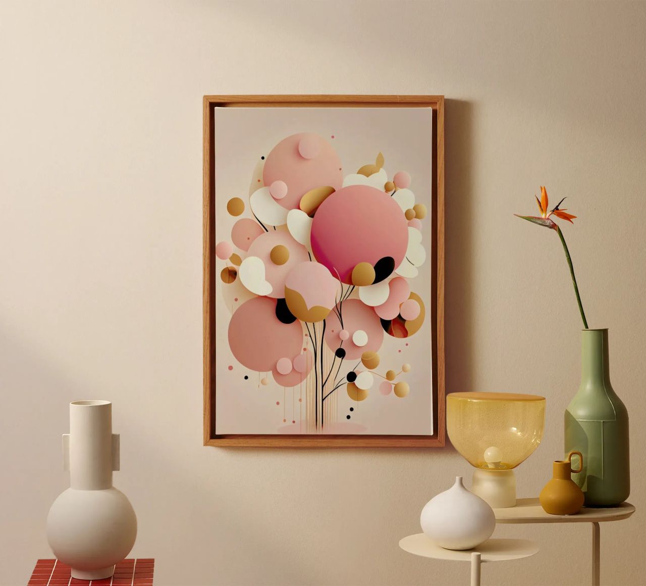 Bubblegum Abstract Minimalistic Aesthetic Floral 1 tela da Tameo