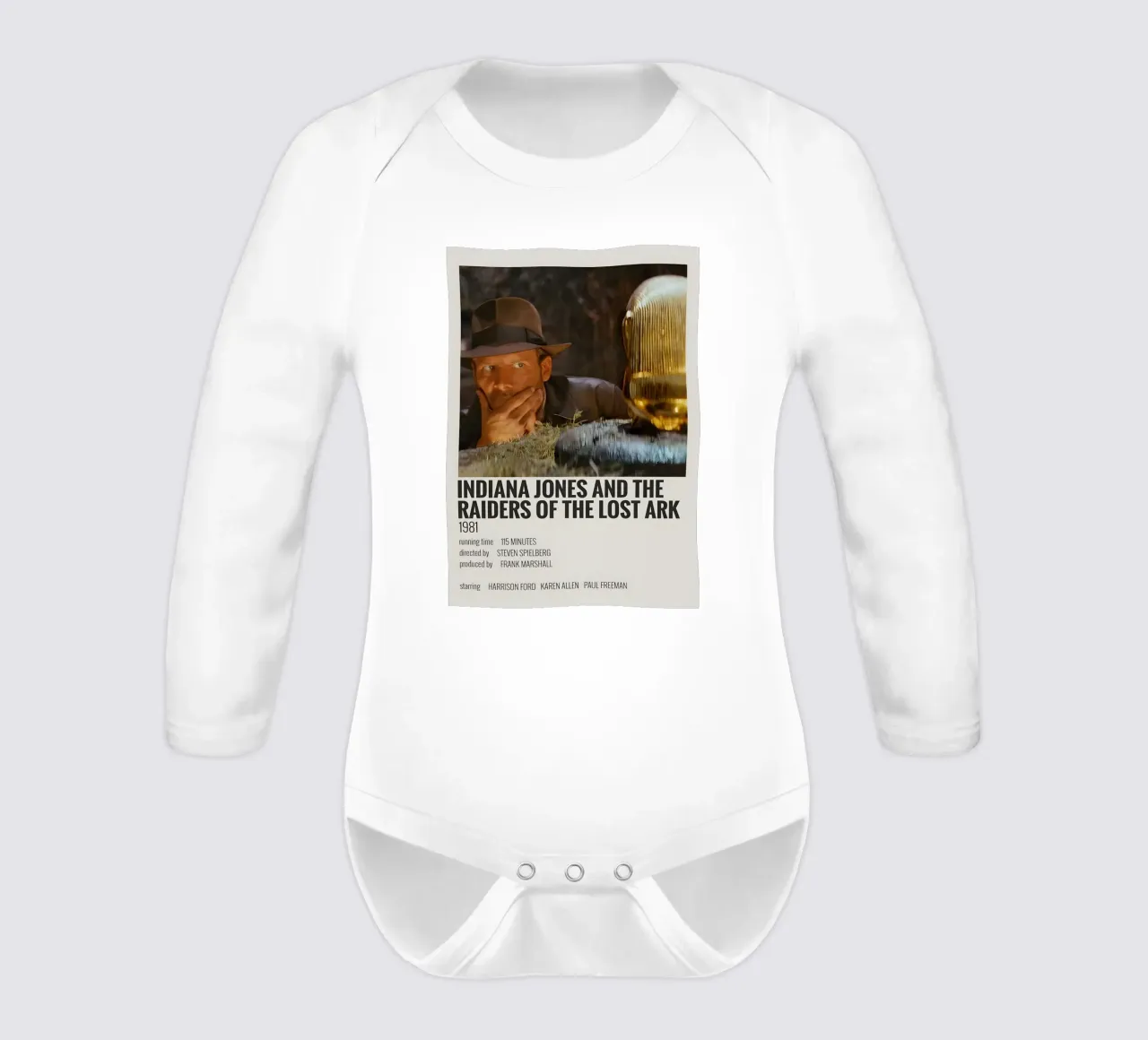 INDIANA JONES AND THE RAIDERS OF THE LOST ARK 1981 long-sleeve baby romper by MVFminimalist