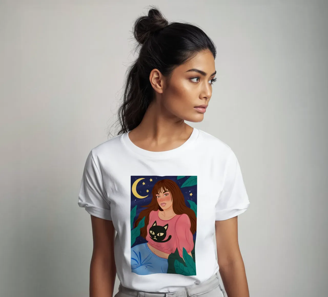 Amico felino celeste t-shirt da Marigold Tiga