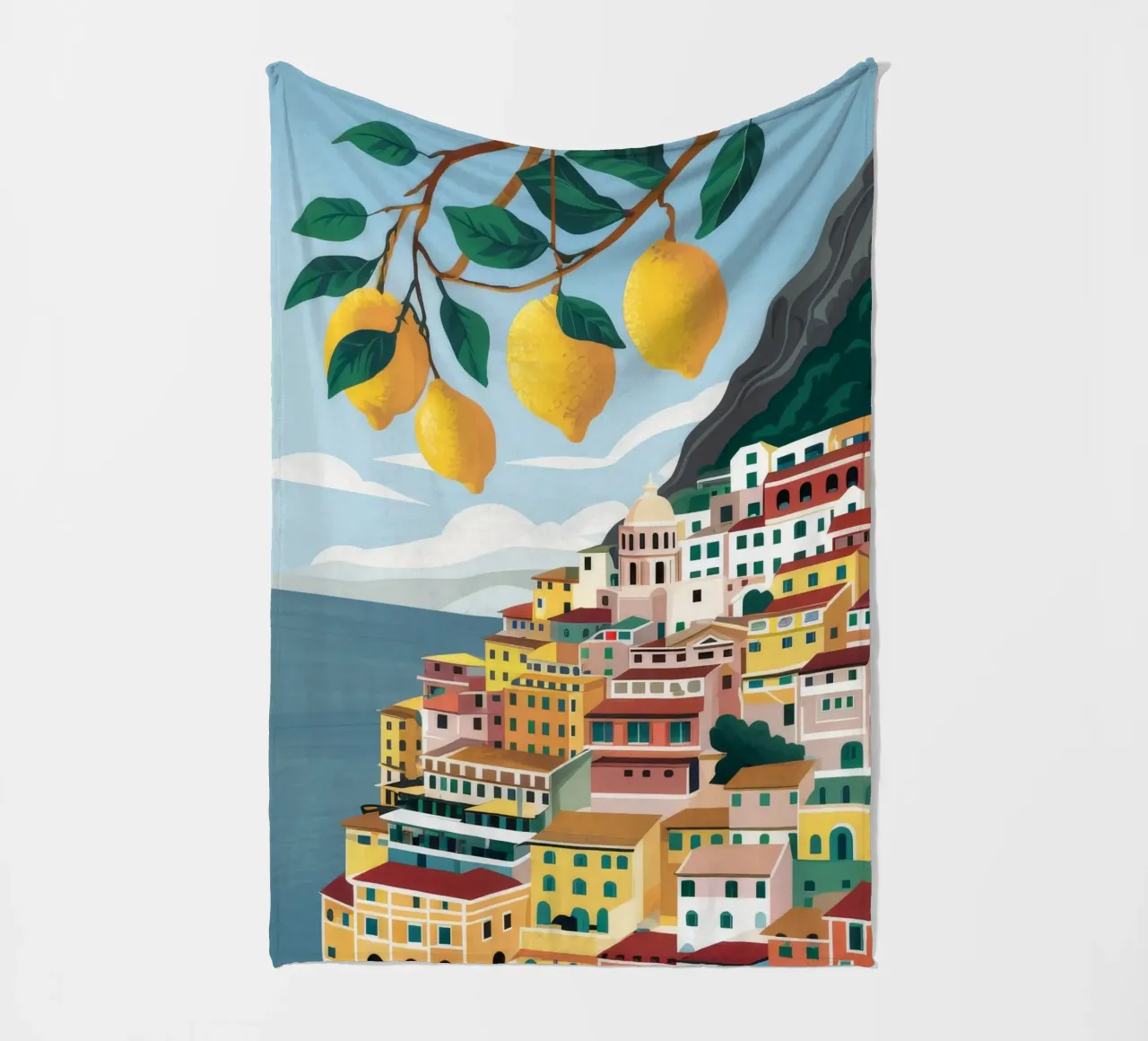 Positano Zitronenblick Fleecedecke von Muse Artworks