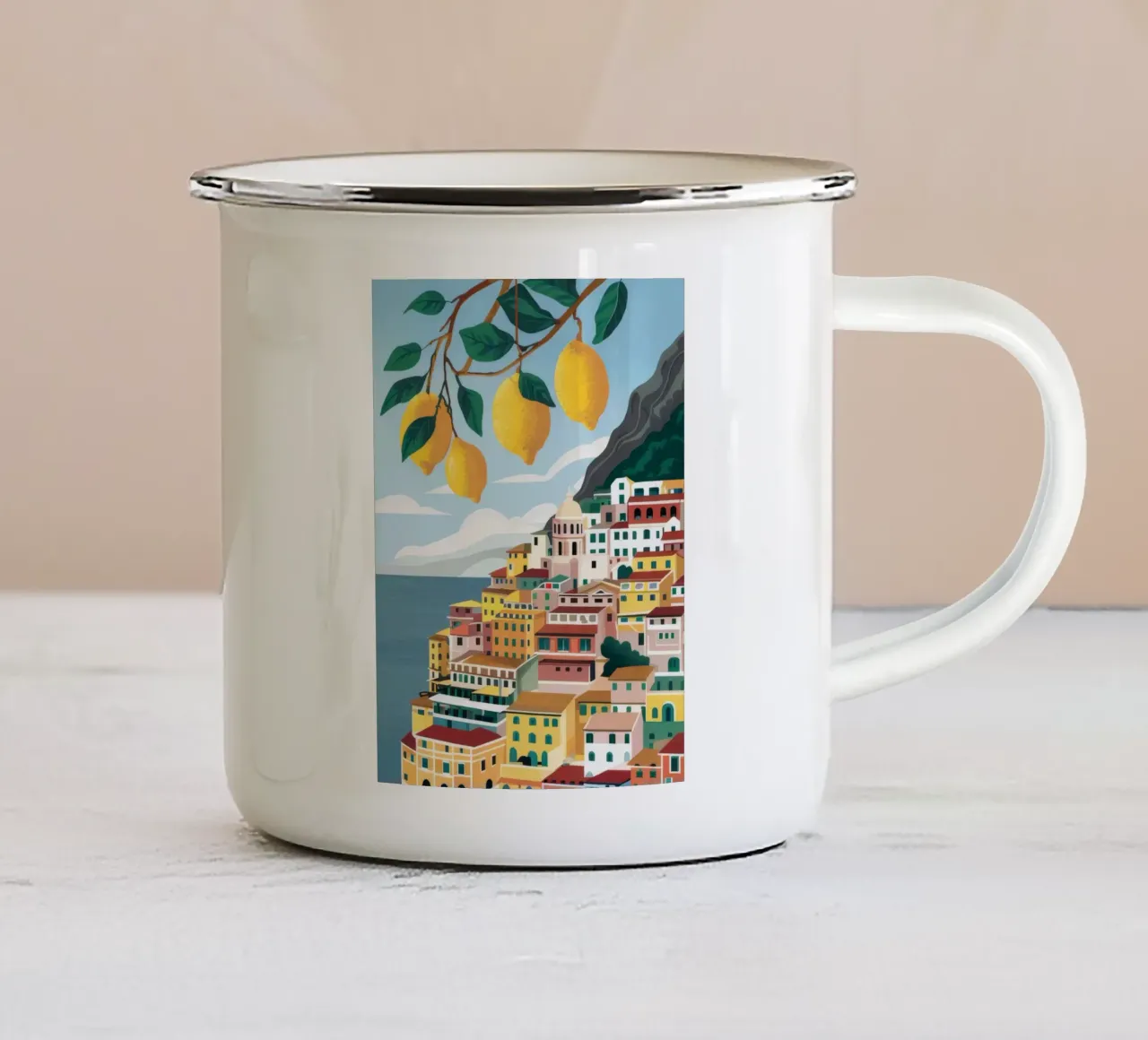 Positano Lemon Vista tazza in smalto da Muse Artworks