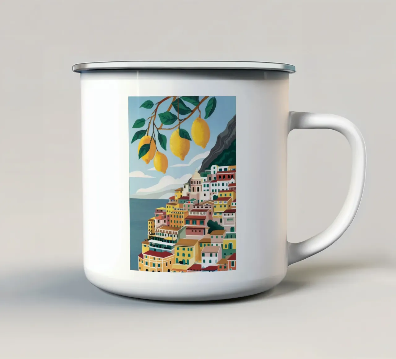 Positano Lemon Vista tazza in smalto da Muse Artworks