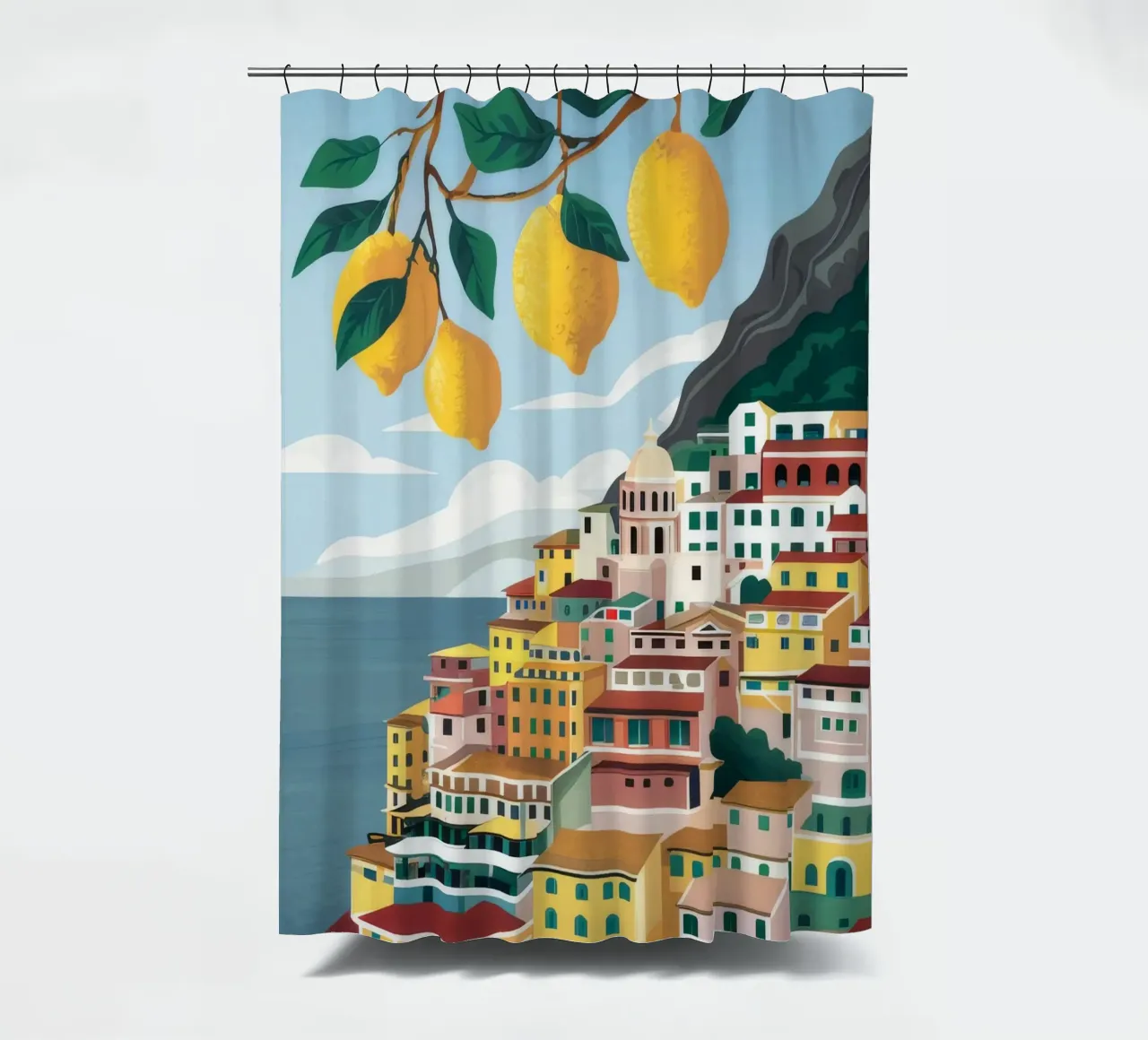 Positano Zitronenblick Duschvorhang von Muse Artworks
