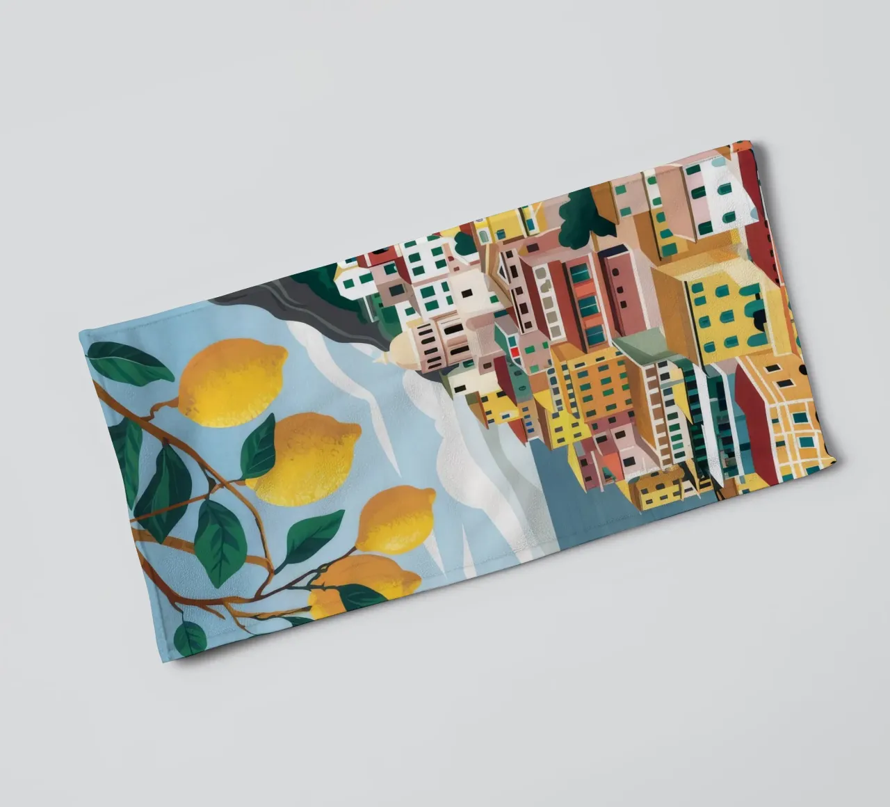 Positano Lemon Vista asciugamano da bagno da Muse Artworks