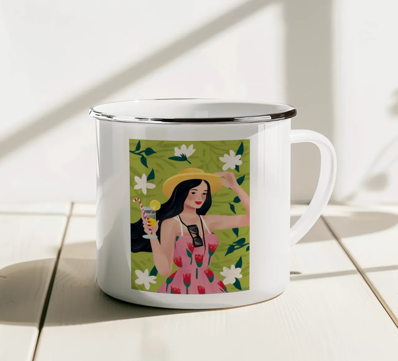 Cappello da sole Champagne Daisy tazza in smalto da Marigold Tiga