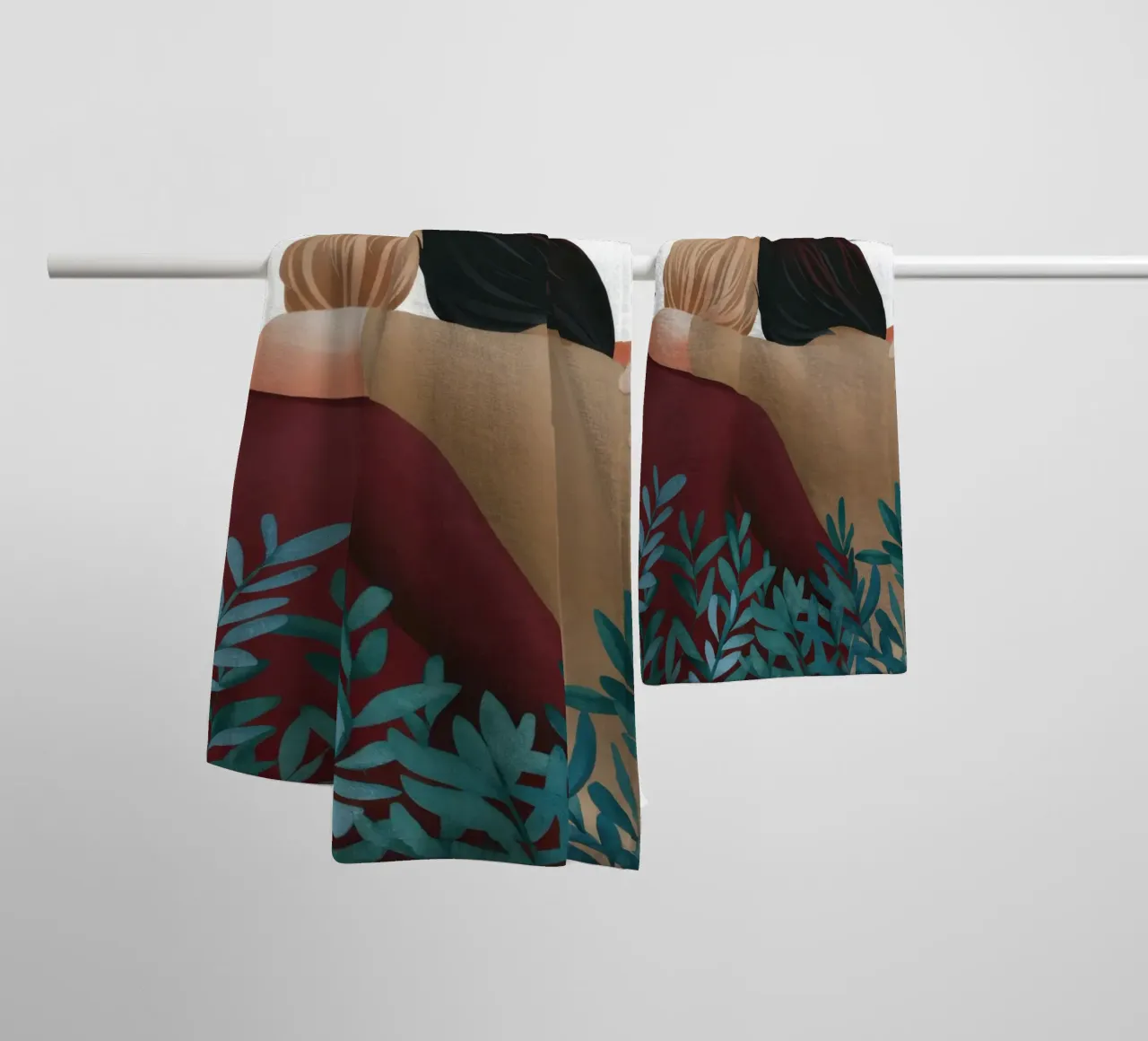 Sisters' Gentle Embrace towel by Sentinel Glow