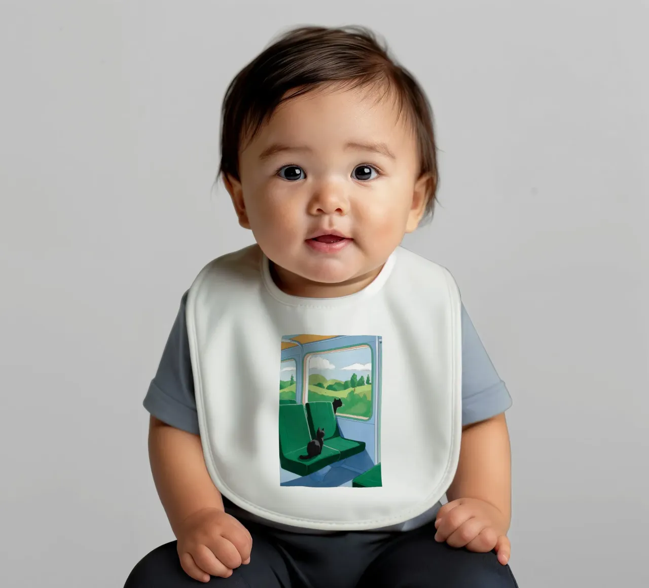 Train Window View baby bib by Pale Aura