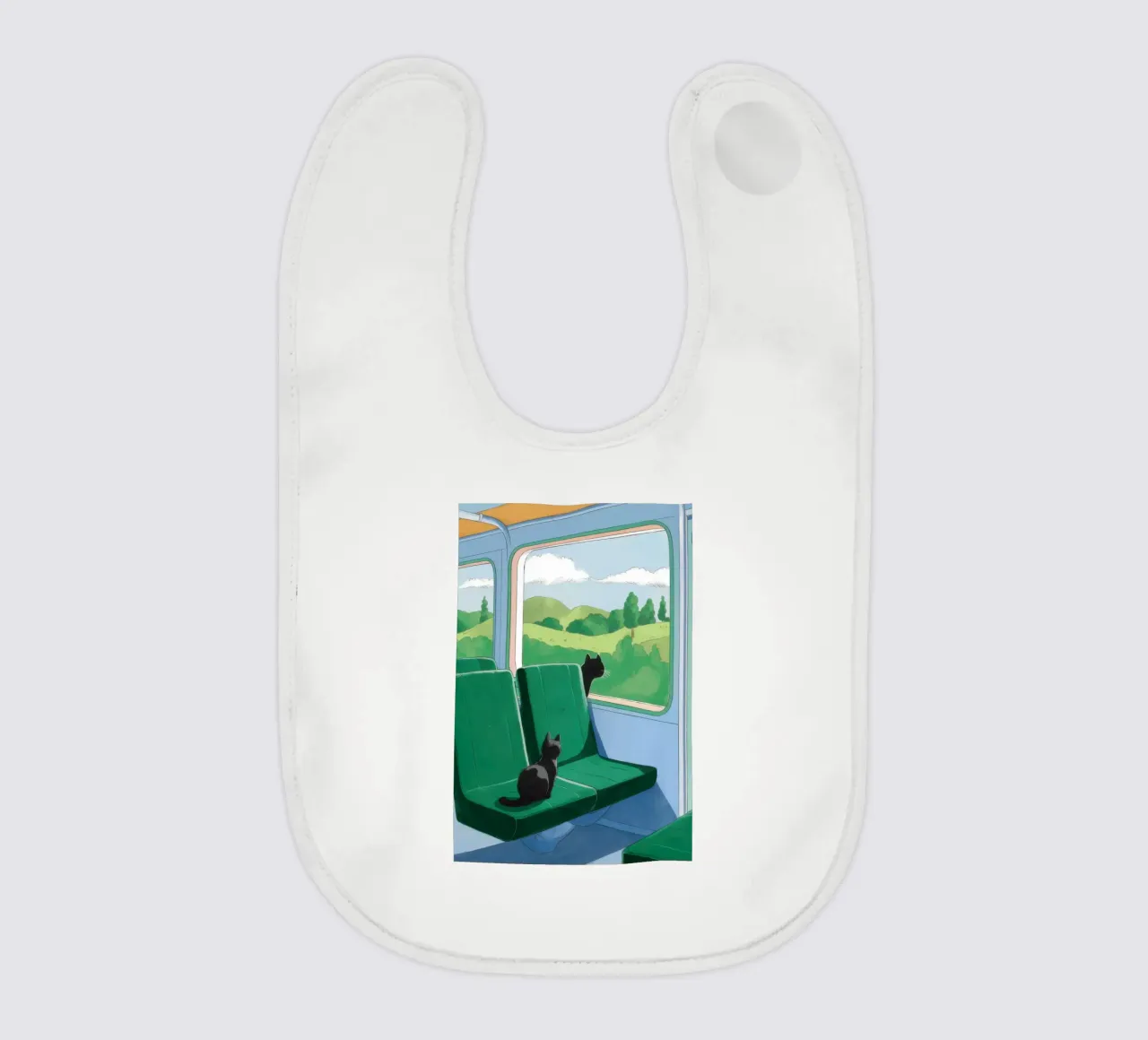 Train Window View baby bib by Pale Aura