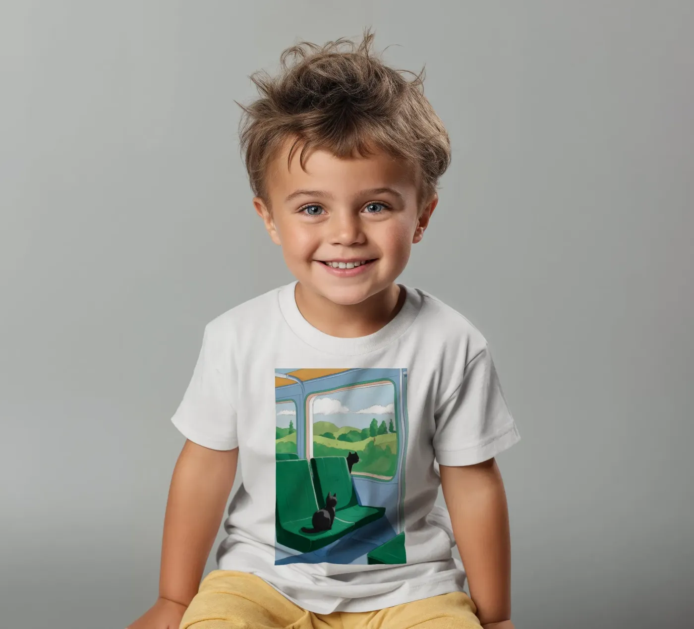 Zug Fensteransicht Kinder T-Shirt von Pale Aura