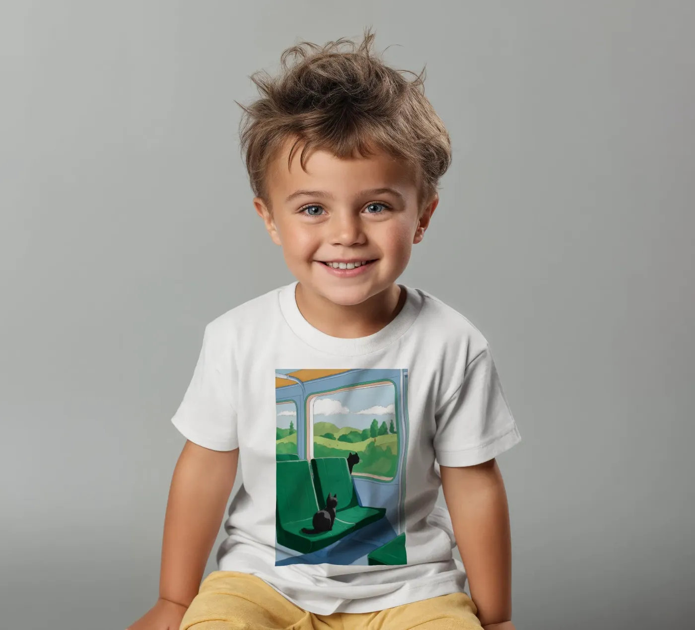 Zug Fensteransicht Kinder T-Shirt von Pale Aura