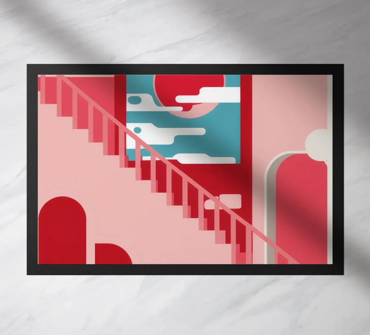Passi rosa Sole rosso zerbino da Muse Artworks