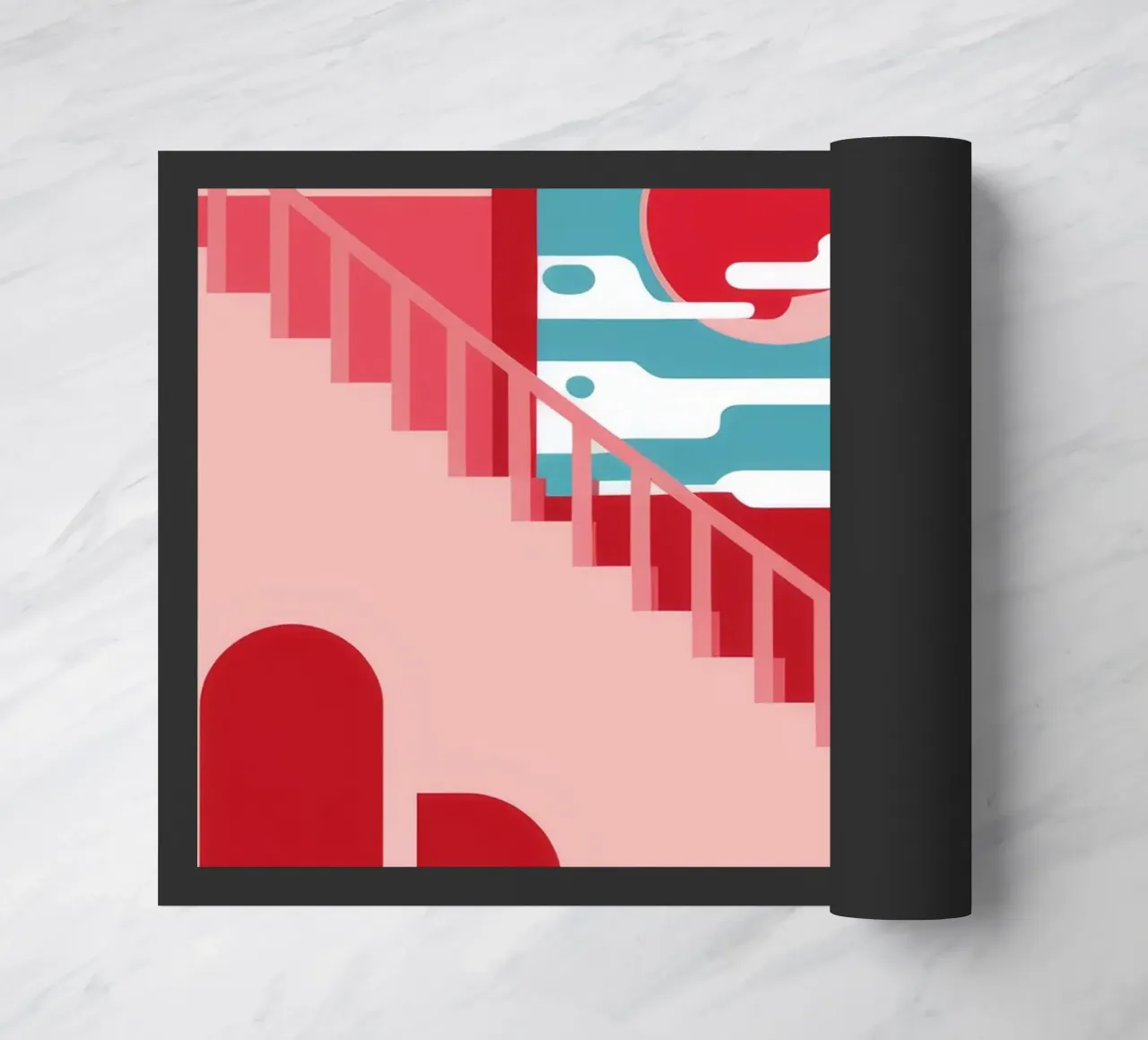 Passi rosa Sole rosso zerbino da Muse Artworks