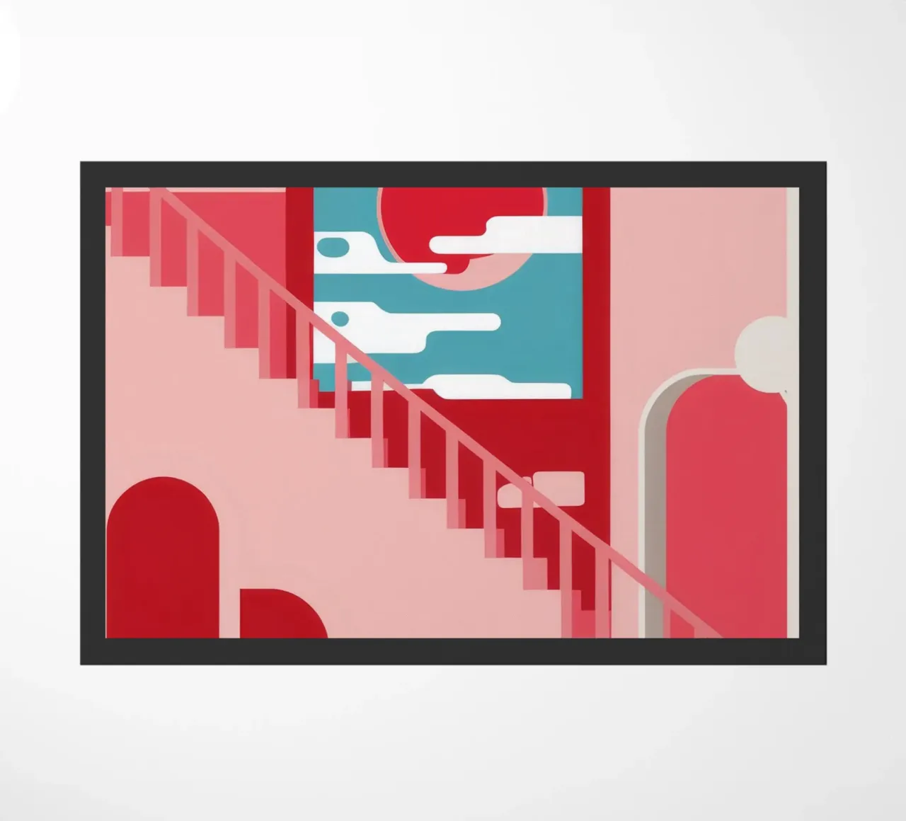 Passi rosa Sole rosso zerbino da Muse Artworks