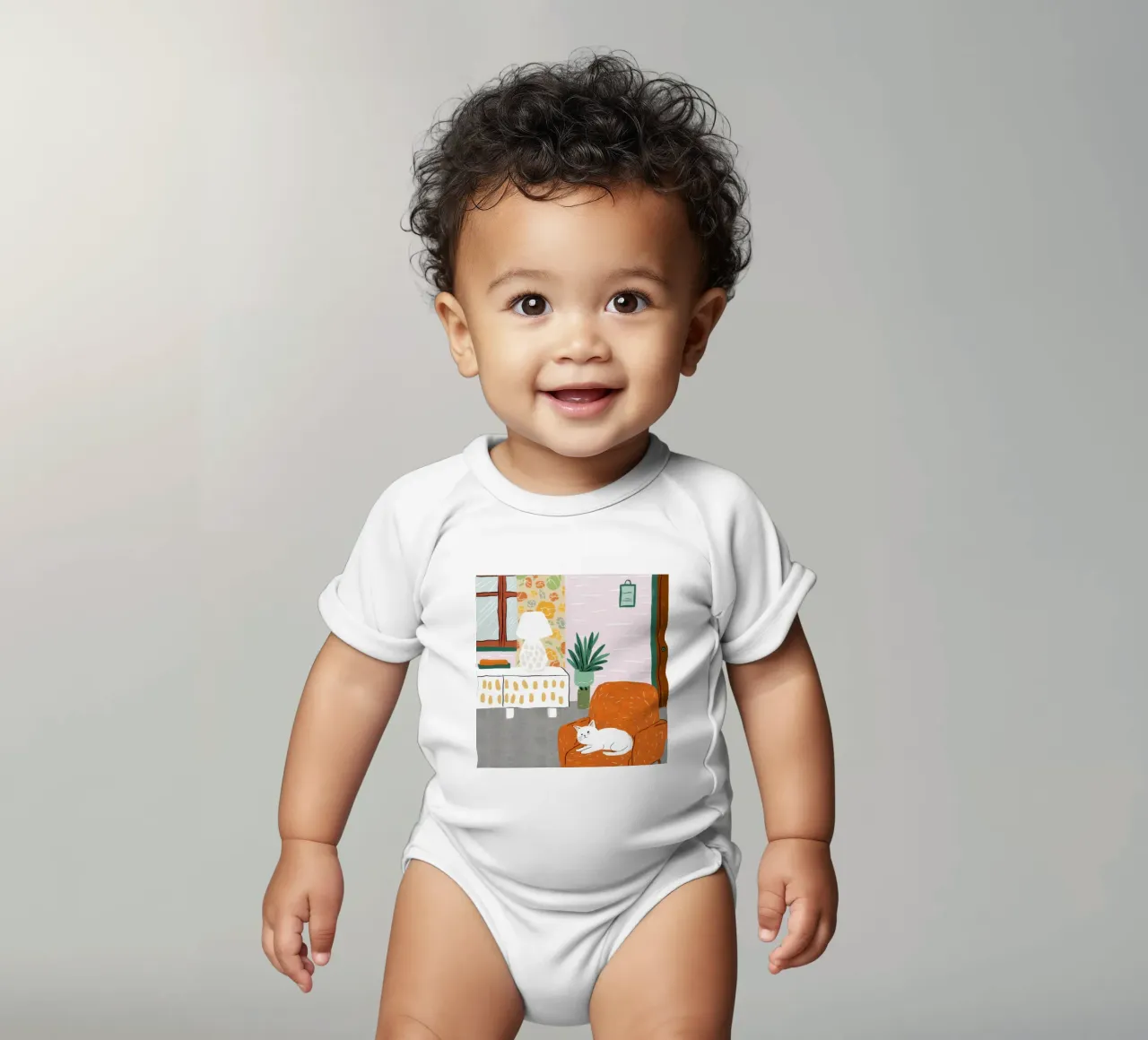 Coin lecture chat blanc body bébé de Marigold Tiga