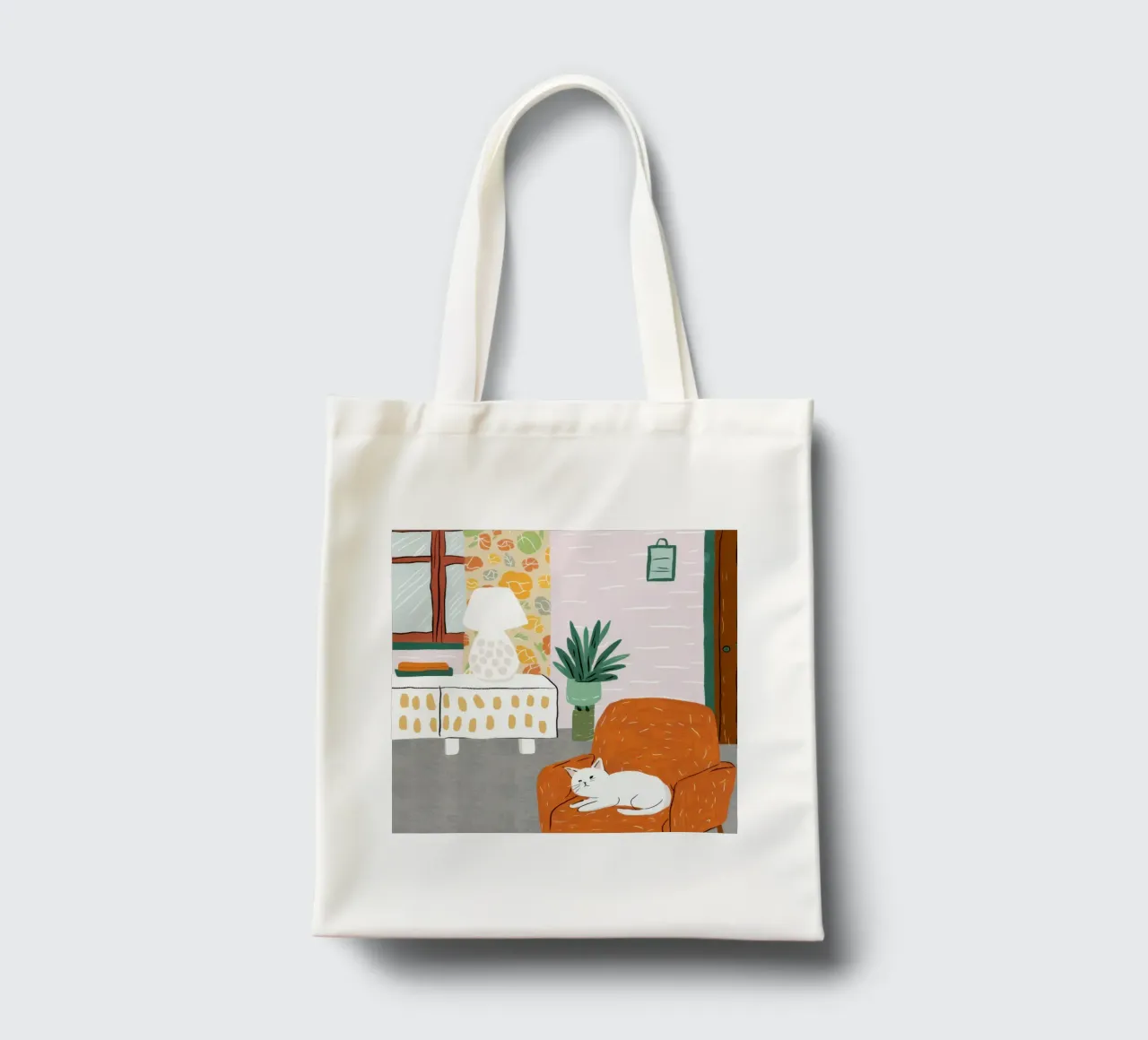 White Cat Reading Nook tote bag by Marigold Tiga