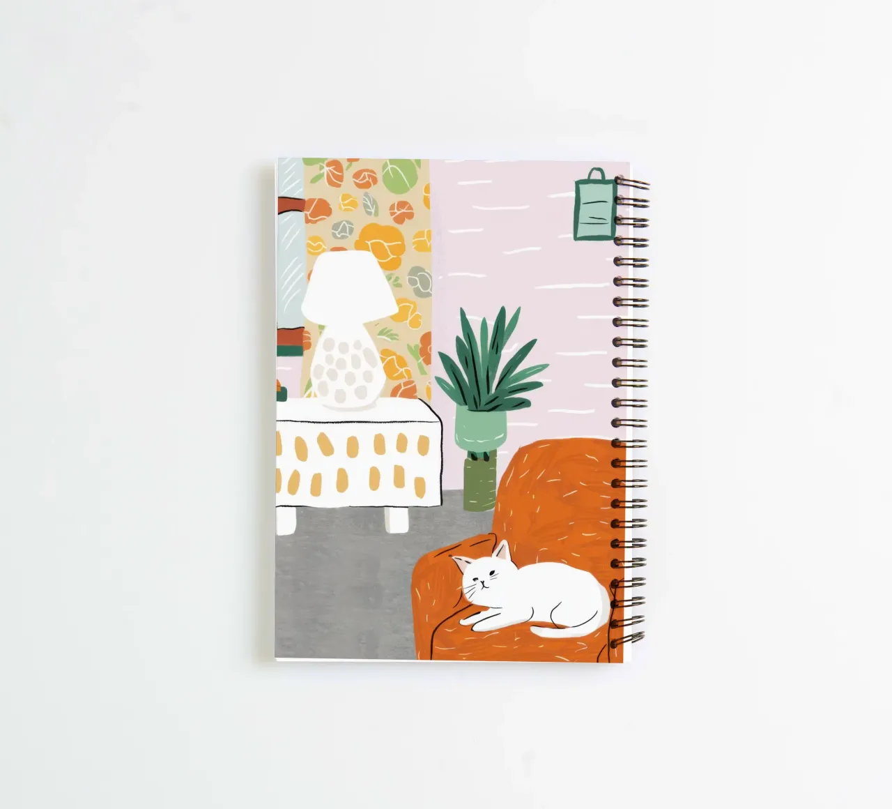 White Cat Reading Nook spiral notebook by Marigold Tiga