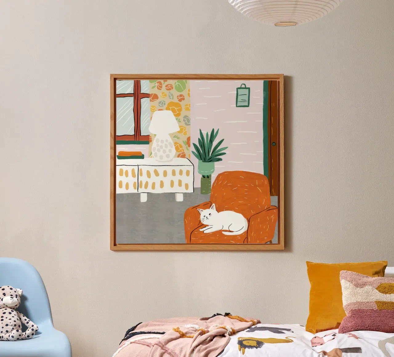 White Cat Reading Nook alu-dibond by Marigold Tiga