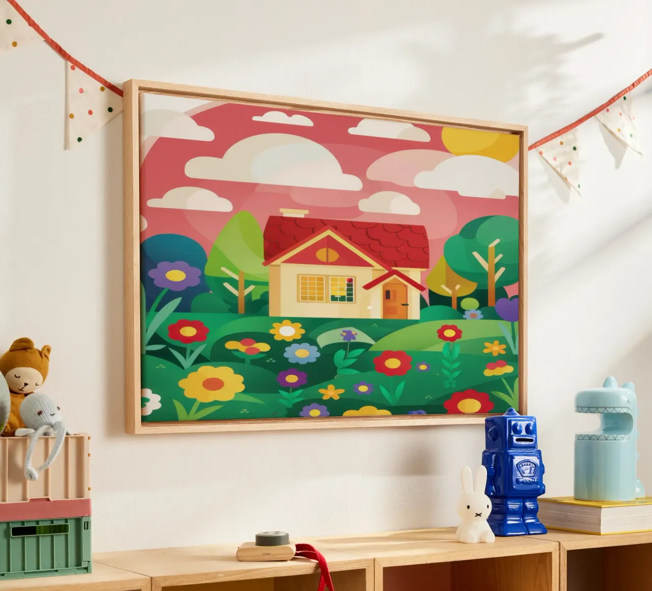 Sogno di un cottage pastello tela con Cornice a cassetta da Sentinel Glow