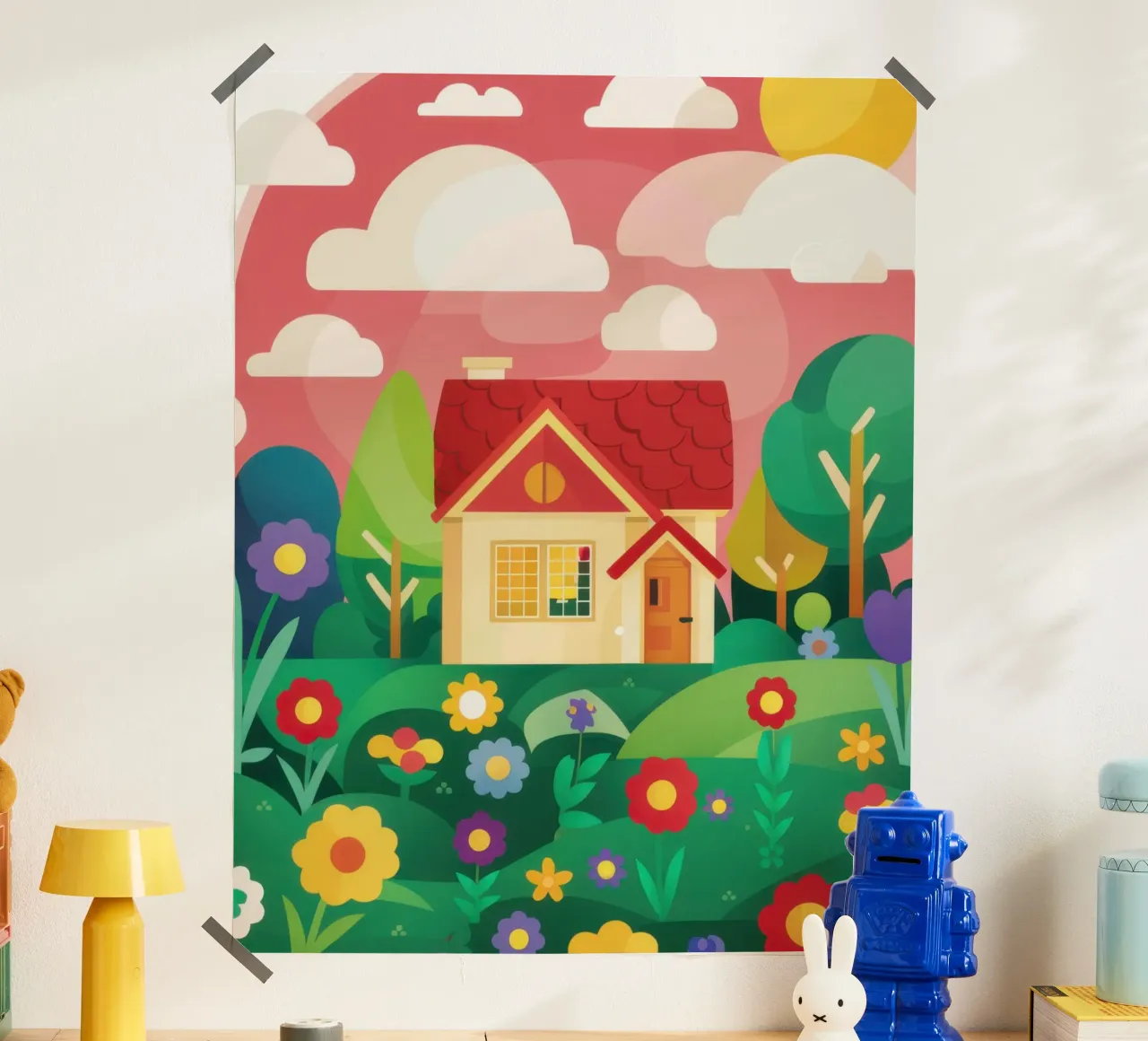 Sogno di un cottage pastello poster con telaio in plastica da Sentinel Glow