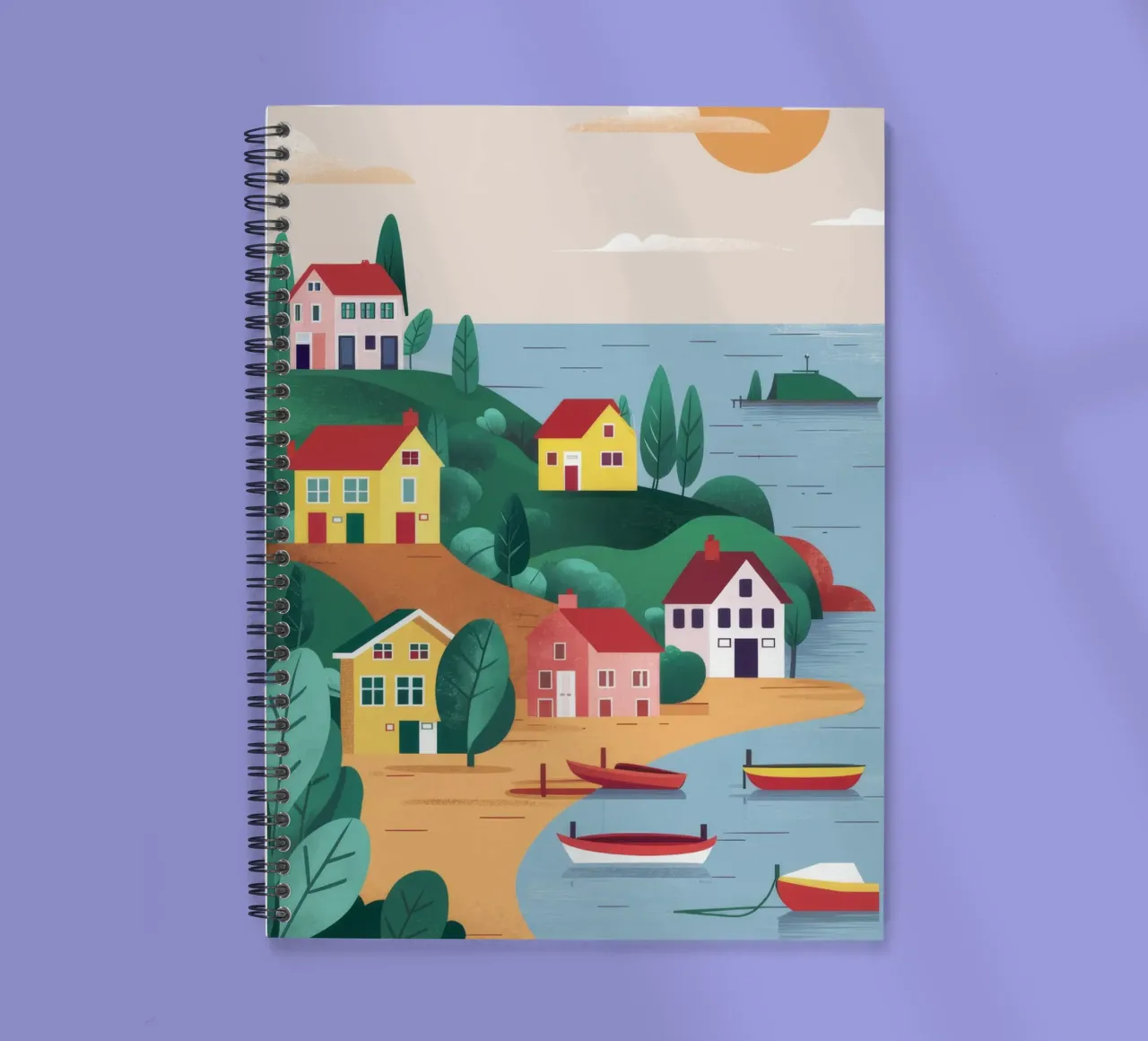 Hafen des Küstendorfs Ringbuch von Muse Artworks