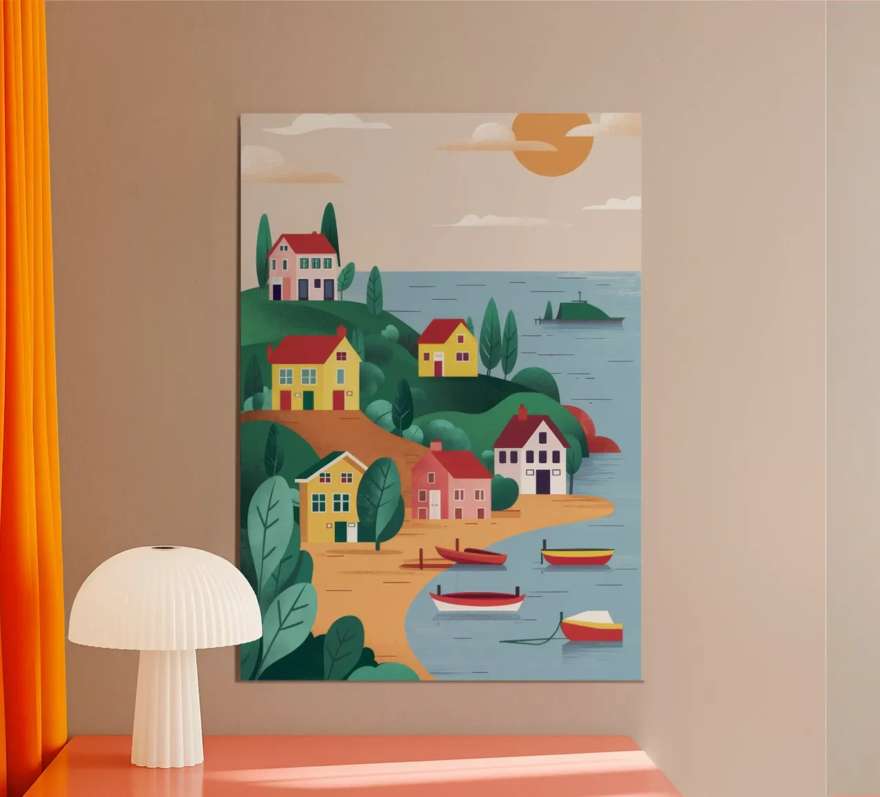 Coastal Village Harbor alu-dibond by Muse Artworks